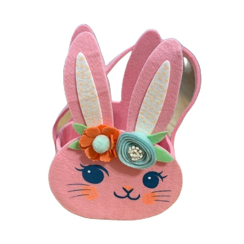 Felt Bunny Basket Easter Flowers Girl Face Pink Spritz Pastel Boho Target